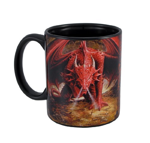 Anne Stokes `Dragon Lair` Black Ceramic Coffee Mug 10 oz.