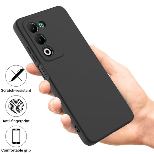 Image of Back Cover for Oppo A5 5G | Full Camera Protection | Premium Liquid Silicon Case | Flexible Bumper Case for Oppo A5 5G (Black)