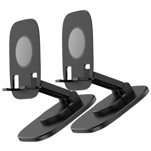 2 pezzi Supporto per Telefono e Tablet Tavolo Girevole con Base Antiscivolo e Pad Protettivo e Pieghevole per e Casa