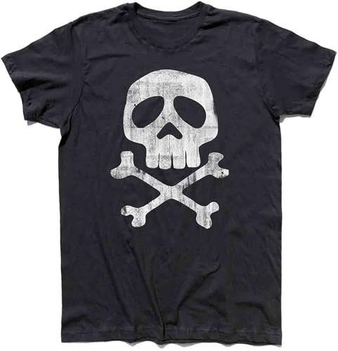 GZNDBFMEP Mens T-Shirt Captain Harlock Skull Skull Arcadia Jolly Roger Cartons Black