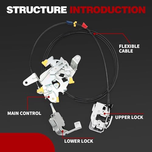 Image of Nakkaa 2Pcs Door Cable Latch Lock Latch Set Upper Rear Left Right Compatible with 250 350 450 550(Fit F Series) 1999-2007 6C3Z28264A01A 6C3Z28264A00A Driver Passenger Side Door Lock Actuator