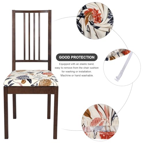 Image of SearchI Seat Covers for Dining Room Chairs Stretch Printed Chair Seat Covers Set of 8, Removable Washable Upholstered Chair Seat Protector Cushion Slipcovers for Kitchen, Office(Flowers Pattern)