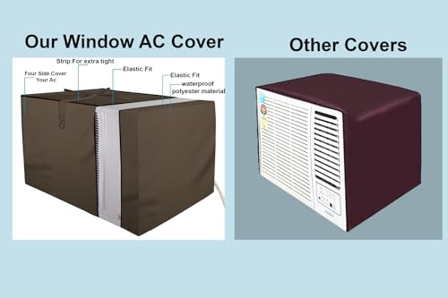 Image of The Furnishing Tree window ac cover suitable for Lloyd 1.5 Ton GLW18I3FWCEV, Beige Color Elastic fit Cover for front and rear Of Window Ac