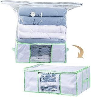 Amazon Brand - Umi Vacuum Storage Bags Tote (65×50×27cm), Cube Vacuum Pack Storage Bags Included, for Clothes, Duvets, Comforters, Blankets, Quilts Vacuum Bags