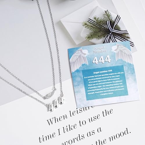 444 Angel Number Necklace 925 Sterling Silver/18k Gold for Women: 444 Layered Wing Pendant Choker Chain Necklaces Inspirational Numerology Jewelry Gift for Mom Birthday Christmas2