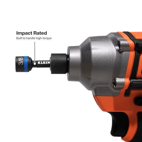 Image of Klein Tools 32926S 2-Inch Magnetic Power Nut Setters, Compact Impact Driver Set, Color-Coded, SAE, Impact-Rated, 6-Piece
