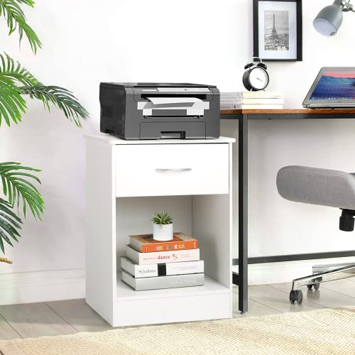 Tusy Nightstand, Bedside Table With Drawer, Wood Accent Table, Easy Assembly, Modern Design For Bedroom, White #TOP3