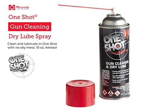 Hornady One Shot Gun Cleaner And Case Lube, 10 Oz – Aerosol Dry Lube, With Dynaglide Plus – Clean, Non-Sticky And Easy To Use – Contains No Petroleum, Won't Contaminate Powder Or Primers #TOP2