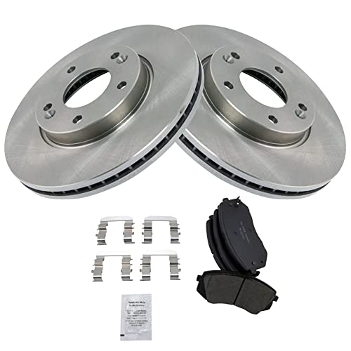 TRQ Front Brake Pad & Rotor Kit Brake Pads Brake Rotor Ceramic Compatible with 2007-2009 Kia Rondo