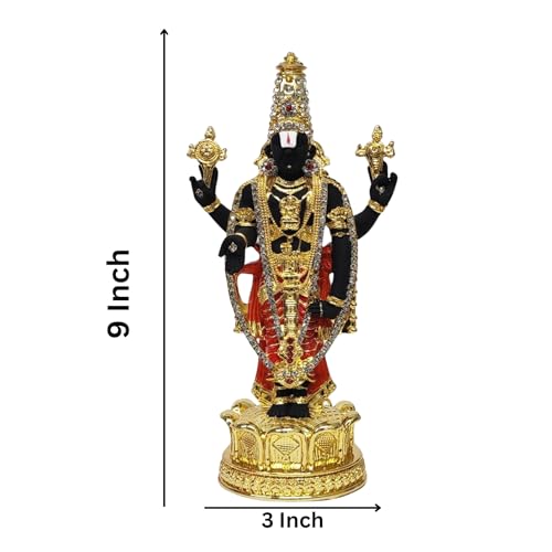 Image of Gold Art India Tirupati Balaji Idol for Mandir | Pooja Room Lord Vishnu Shree Venkateswara Swamy Statue God Balaji for Gift Living Room | Lord Vishnu Shree Venkateswara Swamy Statue for Home Decor