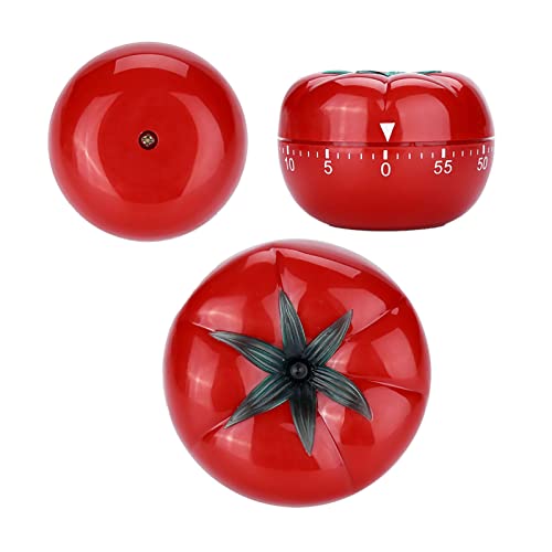Delaman Temporizador mecánico de cuenta regresiva en forma de tomate, 60 minutos, ayudante de cocina y horneado, 2.5 x 1.77 pulgadas, temporizador mecánico para tareas de cocina