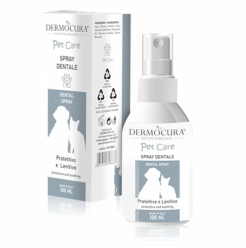 Dermocura Dentifricio Spray per Cani e Gatti Formula per Pulizia Profonda dei Denti contro Alitosi, Tartaro e Placca - Dentifricio per Cani Rinfresca l'Alito e favorisce l'Igiene Orale 100 ml