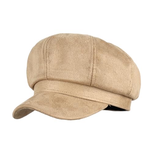 Women Faux Suede Newsboy Cap Cabbie Paperboy Painter Visor Hat