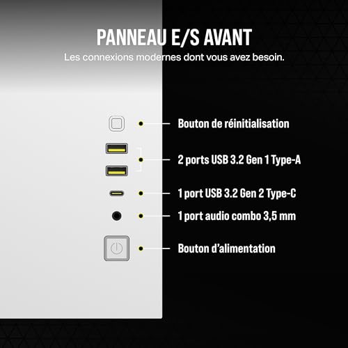 CORSAIR 2500X Boîtier Petit Tour mATX à Double Chambre – Verre Trempé Panoramique - Connexion Inversée Compatible Avec la Carte Mère – Pas de Ventilateurs Inclus – Blanc
