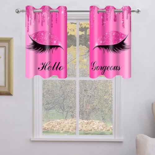 Hello Gorgeous Curtains, Hot Pink Blackout Curtains, 42x36inches, 2 Panels