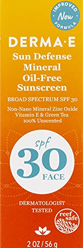 Derma E Sun Defense Mineral Oil-Free Sunscreen Spf 30 Face – Broad Spectrum Facial Sun Cream – Hypoallergenic, Fragrance Free Clear Zinc Oxide Protection, 2 Oz #TOP1