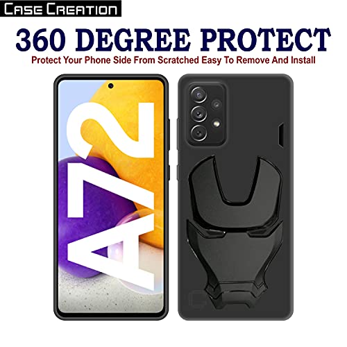Image of COVERLY Official 3D Touch Feel Trending Real Hero Avenger Logo Mask Soft Rugged Grip Iron Man Super Power Cartoon Movie Engraved Silicone Matte Strong Back Cover for Samsung Galaxy A72 (2020) - Black