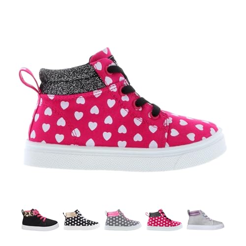 Oomphies Sam Girls Hi-Top Pull-On Sneakers – Canvas Upper, Elastic Laces, Cushioned Insole & Durable Rubber Sole