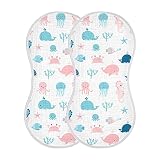 Kigai Sea Animals Muslin Baby Burp Cloths, Absorbent Soft Cotton Burp Rag for Newborn Baby Boys and