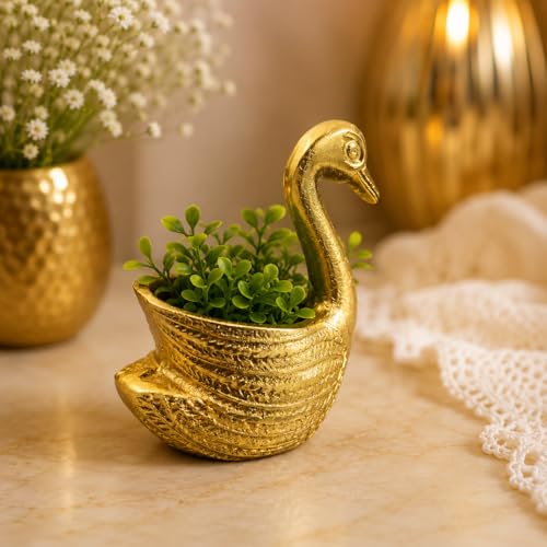 Image of Swan Shape Candle Holder Set of 2 - Gold Decorative Metal Tealight Holders for Home Decor, Table Decoration, Living Room, Bedroom & Festive Decoration