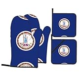 Ofenhandschuhe und Topflappen-Set Flagge von Virginia (2 Handschuhe + 2 Pad) Handschuhe zum Grillen, Kochen, Grillen