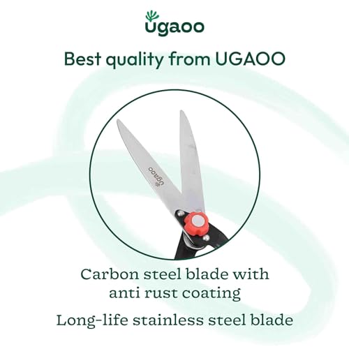 Image of UGAOO Hedge Shears for Gardening | Garden Shears & Garden Cutting Scissors | Plant Cutting, Hedge Trimming Scissors | Heavy Duty Garden Cutter Tool with Plastic Sleeve, 10 Inch Blade