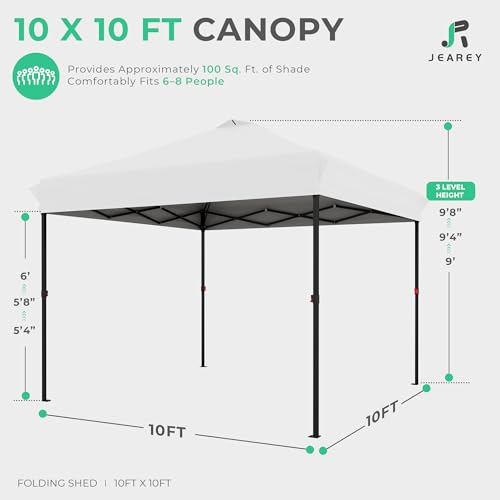 Image of JEAREY 10x10 Pop Up Canopy Tent, Easy Up Outdoor Market Canopy, White