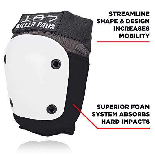 187 Killer Pads Fly Knee Pads - Grey w/White Caps - Large (Grey/White, X-Large) - Thumbnail 4