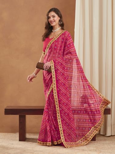Image of Women's Banarasi Silk With Jacquard Print Saree With Blouse