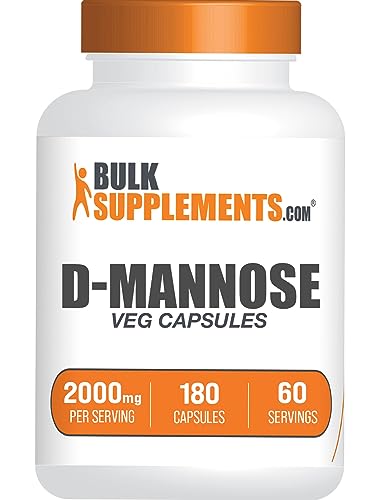 BulkSupplements.com D-Mannose Capsules - D-Mannose Supplement for Urinary Tract Support - Vegan & Gluten Free 3 Capsules per Serving (2000mg) 180 Count (Pack of 1)