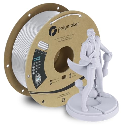 Image of Polymaker PLA PRO Filament 1.75mm 1kg, Tough & High Rigidity Cold White 3D Printing Filament, PolyLite PLA PRO 3D Printer Filament 1.75mm, Print with Most 3D Printers