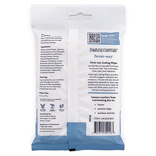 Natural Essentials Fever-Eez Baby Fever Relief For Kids, Soothing Forehead & Body Wipes For Babies, Provide Immediate Cooling Sensation During Fevers, High Body Temperatures And Hot Flashes #TOP5