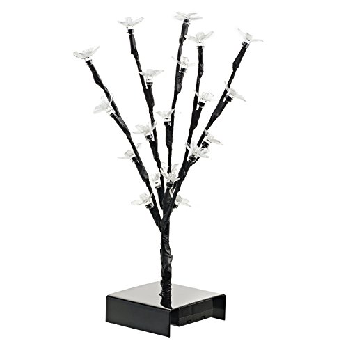 Ideas In Life 12 Inch LED Cherry Blossom Tree - Lighted Artificial Trees for Home Decor Office Desk Decorations Battery Operated Table Top Portable Fake Lit Blossoms. No Cords or Outlets Needed