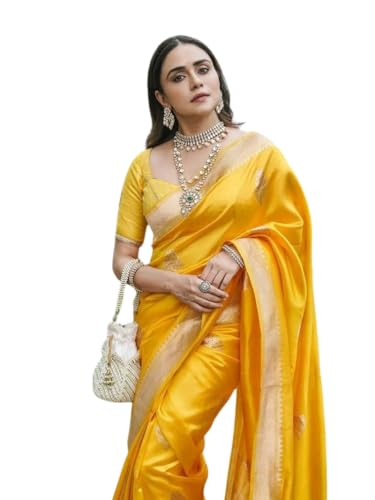 Image of C J Enterprise Women's Banarasi Saree Pure Kanjivaram Style Silk Saree With Blouse Piece for Wedding (Shiv-1)