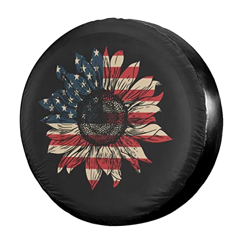 Foruidea America Sunflower 4th July Tire Cover 15 Inch