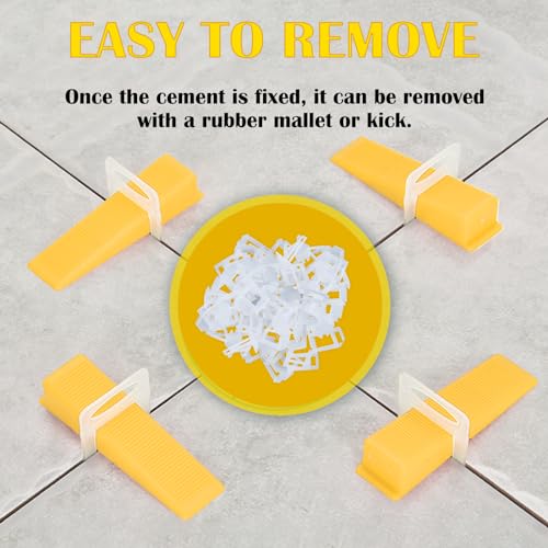 TUAKIMCE 600 Stück Fliesen Nivelliersystem 2mm Zuglaschen, 2mm Fliesen Fliesenkeile Fliesen Nivelliersystem Kit fliesen Verlegehilfe für Fliesen Wandfliesen Bodenfliesen Höhe 3-16 mm