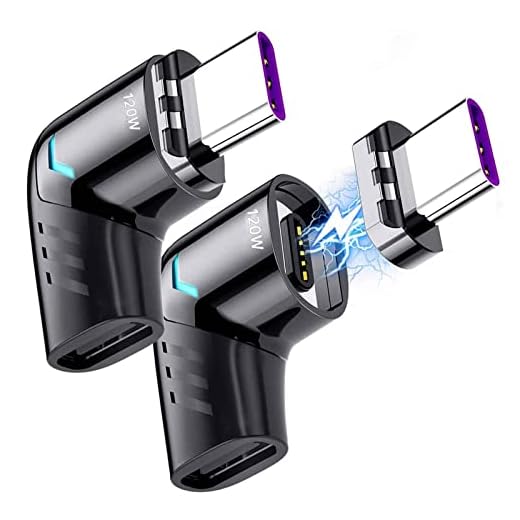 Sisyphy Magnetisk USB C-adapter 5 stift typ C-kontakt, stöder USB PD 100 W snabbladdning, 480 Mbp/s dataöverföring, ingen videoutmatning, kompatibel för MacBook Pro/Air och de flesta USB C-enheter