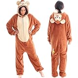 Unisex Adult Onesie Monkey Animal Pajamas for Women Men Halloween Cosplay Costume Sleepwear Homewear L