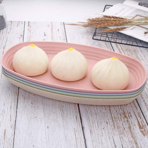 Image of Unbreakable Deep Wheat Straw Dinner Plastic Plates Unbreakable Kids Plates for Kitchen Alternative for Plastic Tray Eating Nashta Dishes Dishwasher Safe Dinnerware (Pink, Pack of 2)