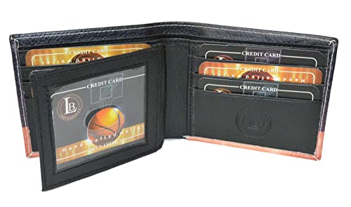 Leatherboss Printed Basketball Hoop Hardwood floor Sports Bifold Credit Card Cash Holder Wallet with Gift box for men Multicoloured4