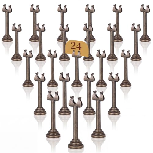 Image of 24 PC Bronze Table Number Holder Metal 3.15 in Place Card Holder