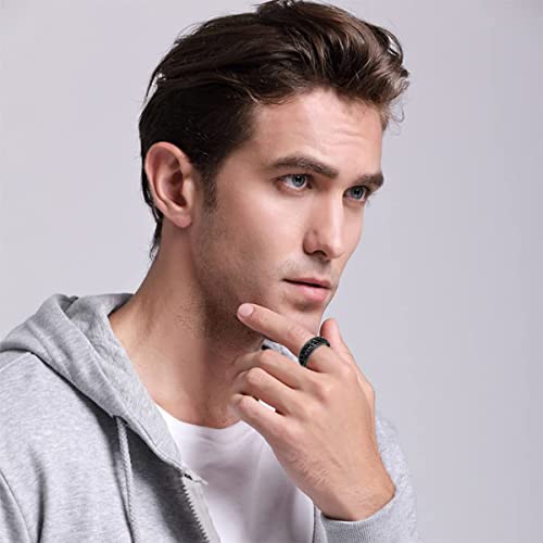 6PCS Nero Anello Uomo Acciaio Inossidabile Anelli