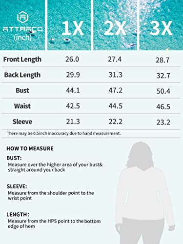 Attraco Women's Plus Size Rash Guard Long Sleeve Uv Swim Shirt Swimwear Black 3X #TOP5