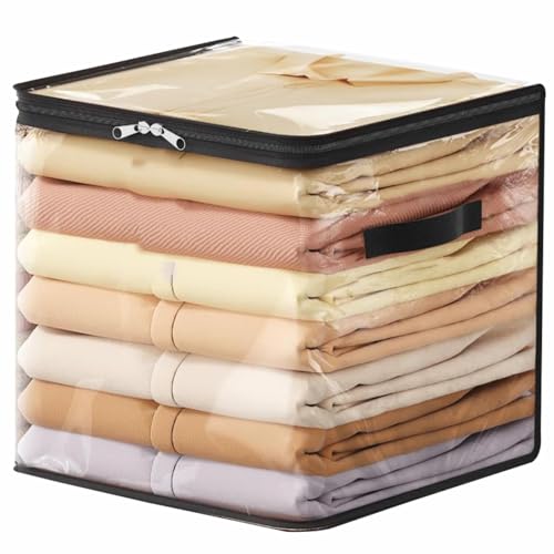 Image of JD FRESH 1 Piece 36L PVC Transparent Storage Bag with Zipper /Foldable Clothes Organiser for Wardrobe /Garments Organizer /Space Saving Storage Box for Sarees /Lehengas /Towels /Toys - (13 x 13 x 13 Inch)