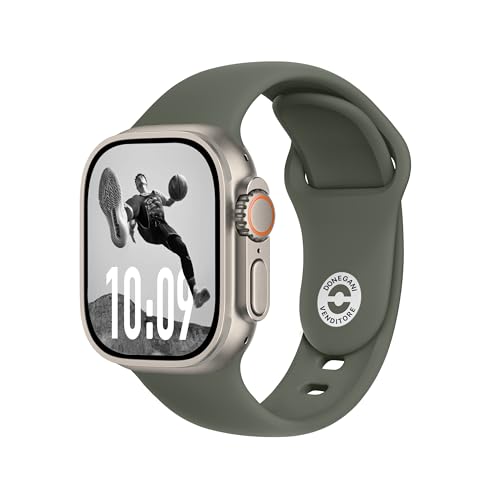 Bracelet pour Apple Watch en silicone vert étanche et élastique pour séries 11 10 9 SE
