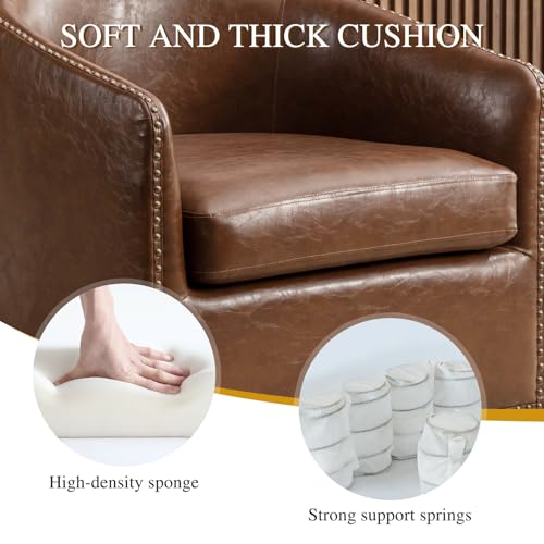 Swivel Accent Chair Set of Two with Back Pillow and Rivets for Living Room