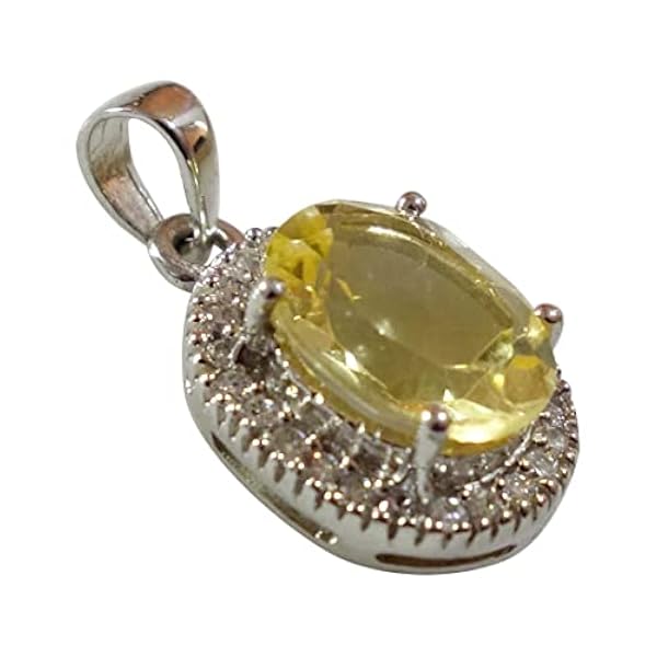 Tibetan Silver Ciondoli Argento Sterling 925 Zircone Pietre Preziose Citrino Genuino per Collane, Gioielli Moda Donna