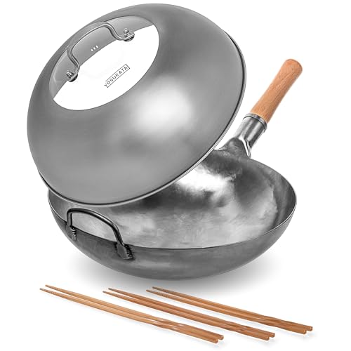 Sartén wok YOSUKATA redondo 14 pulgadas con tapa y palillos miniatura 1