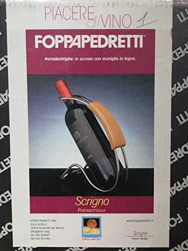 Foppapedretti Porta Bottiglia in Acciaio con Maniglia in Legno. Scrigno.