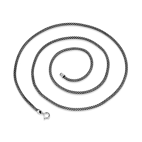 Collier hip-hop homme KnSam en maille popcorn patinée et argent vieilli